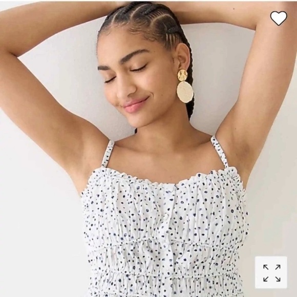 ❗️CLOSET CLOSING❗️NWT J. CREW Cinched-waist poplin tank top blouse polka dot S - Picture 4 of 10